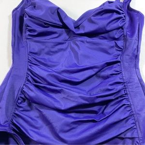 Croft Barrow One piece swimsuit Size 14 purple adjustable straps Spandex Swim